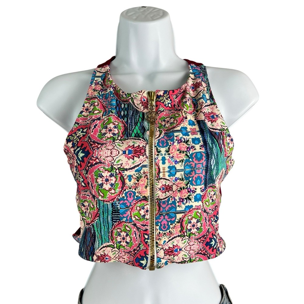 Luli Fama Sports Bra Womens Large‎ Red Multicolor Racer Back